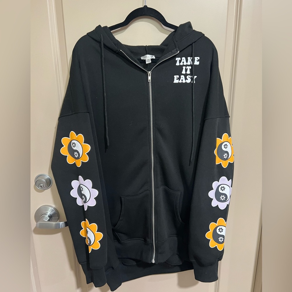 Orange Kiss Plus Size “Take It Easy” Zip Up NWT